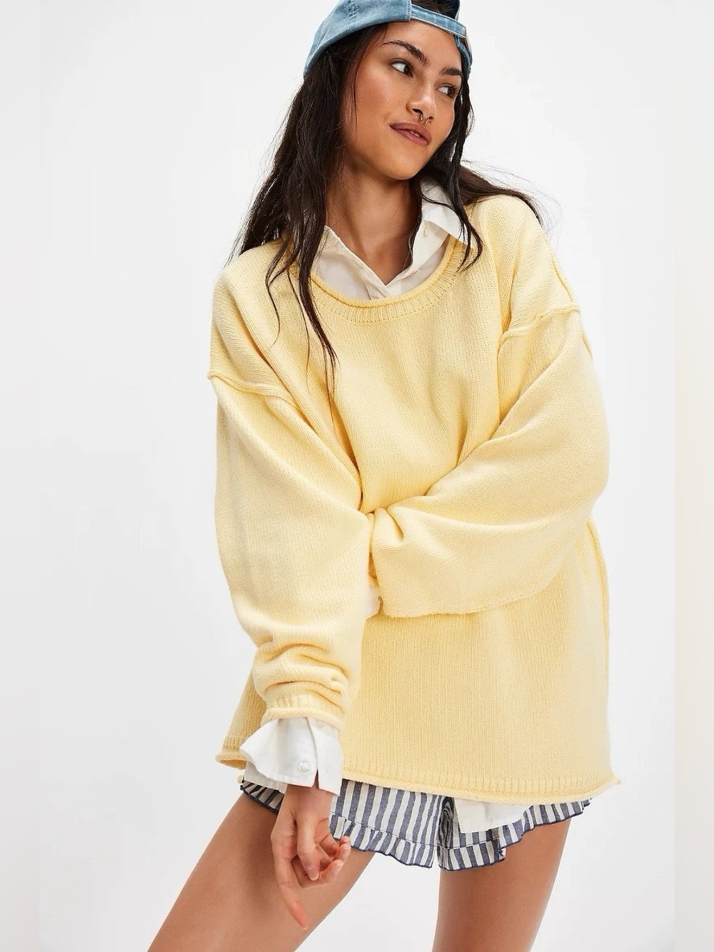 NEW Free People We The Free Ella Roll-Neck Knit Sweater Double Butter